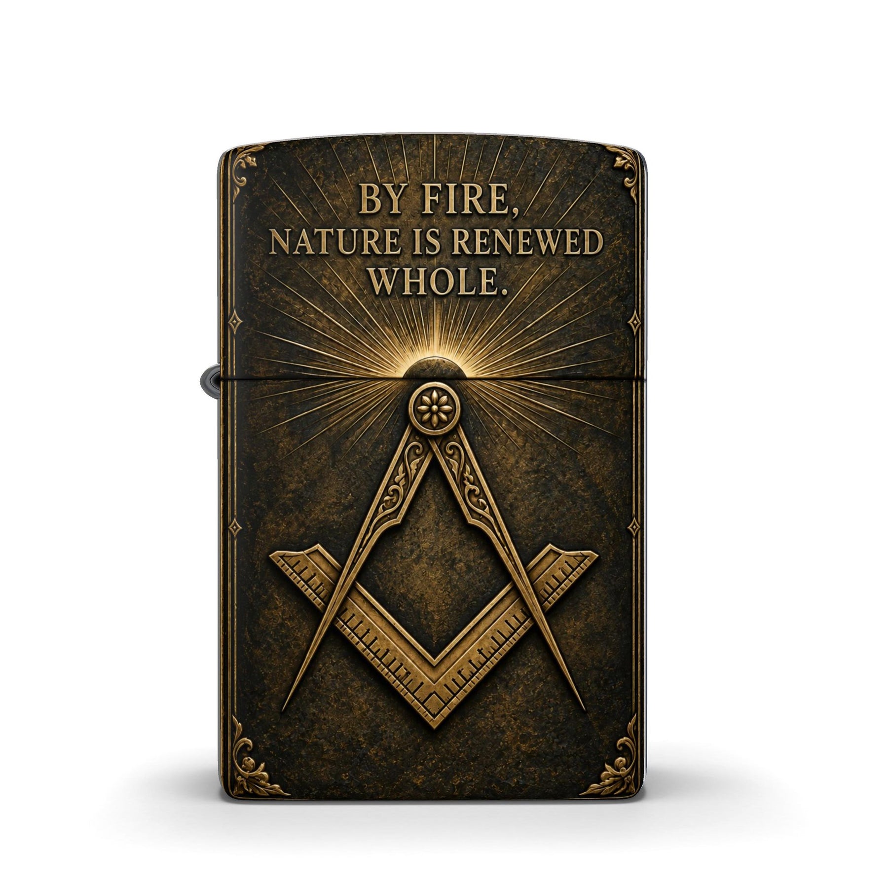 Master Mason Blue Lodge Lighter - Antique Brass By Fire Nature Is Renewed Whole Zippo®