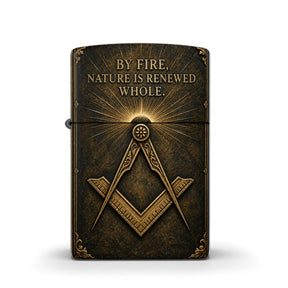 Master Mason Blue Lodge Lighter - Antique Brass By Fire Nature Is Renewed Whole Zippo®