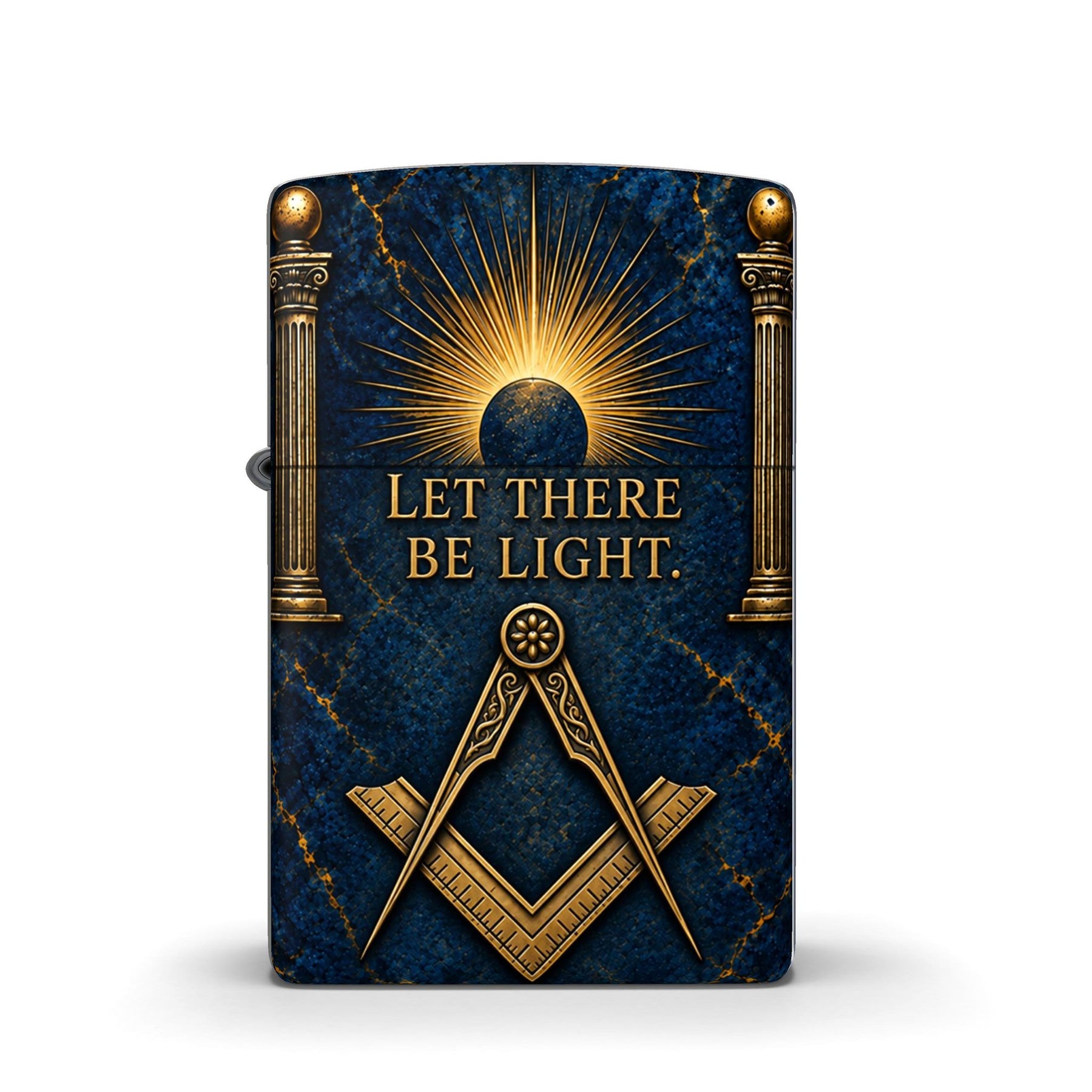 Master Mason Blue Lodge Lighter - Blue & Gold Square & Compass Let There Be Light Zippo®