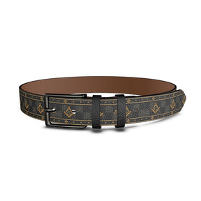 Master Mason Blue Lodge Belt - Genuine Leather Checkered Floor With Square & Compass G