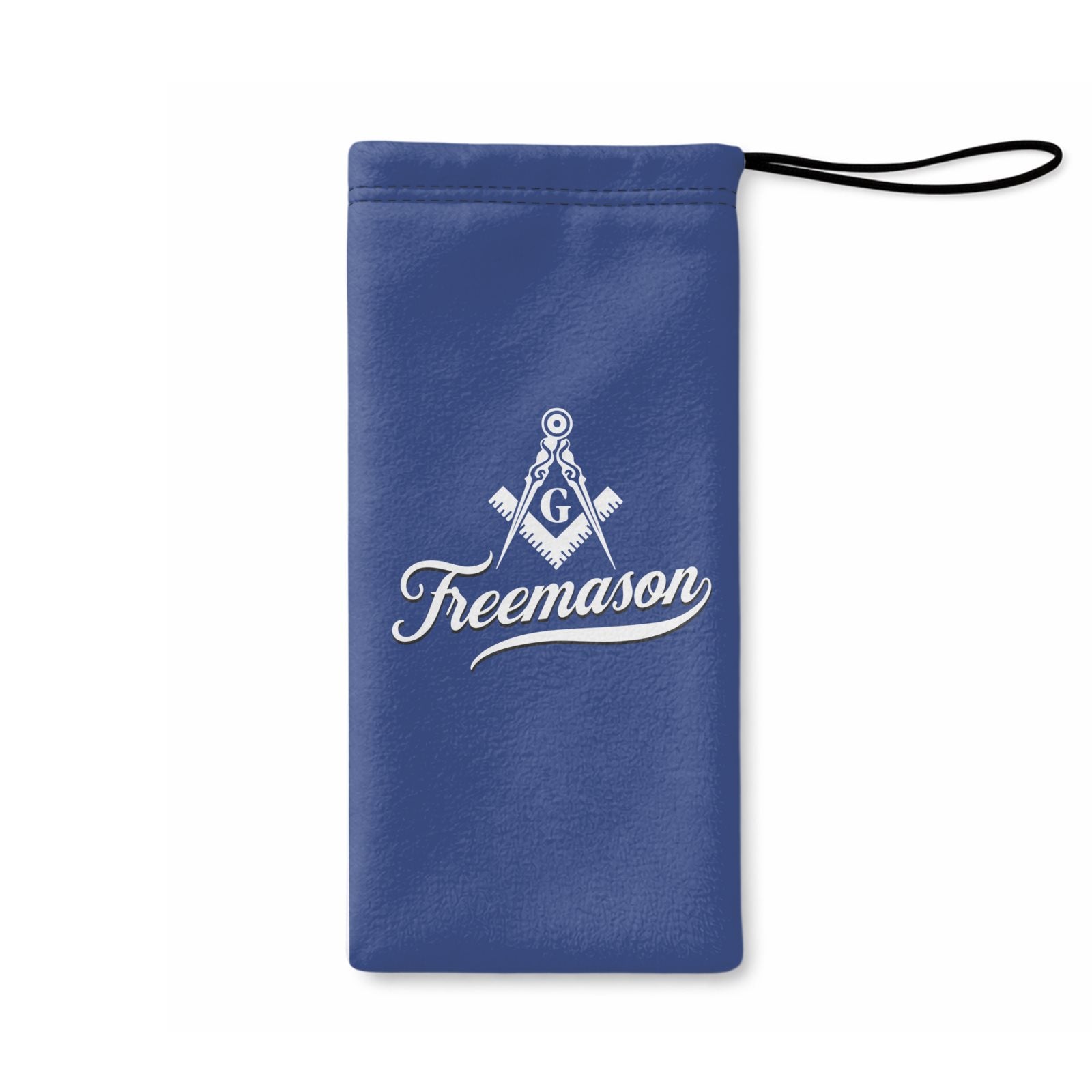 Master Mason Blue Lodge Glasses Case - Blue Microfiber With White Square & Compass G