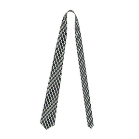 Master Mason Blue Lodge Necktie - Premium Satin Navy Blue & Cream Square & Compass Pattern - Bricks Masons