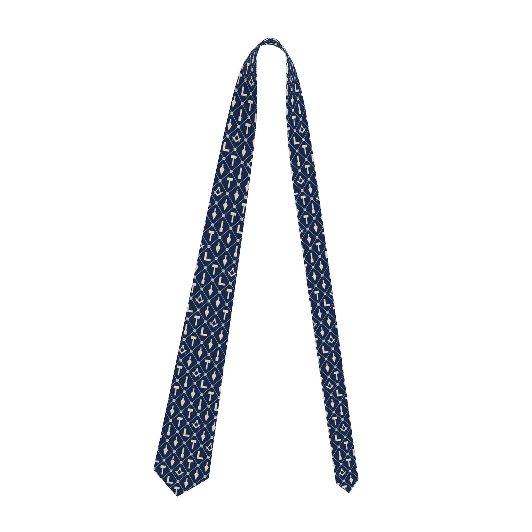 Master Mason Blue Lodge Necktie - Premium Satin Square & Compass With Masonic Working Tools - Bricks Masons