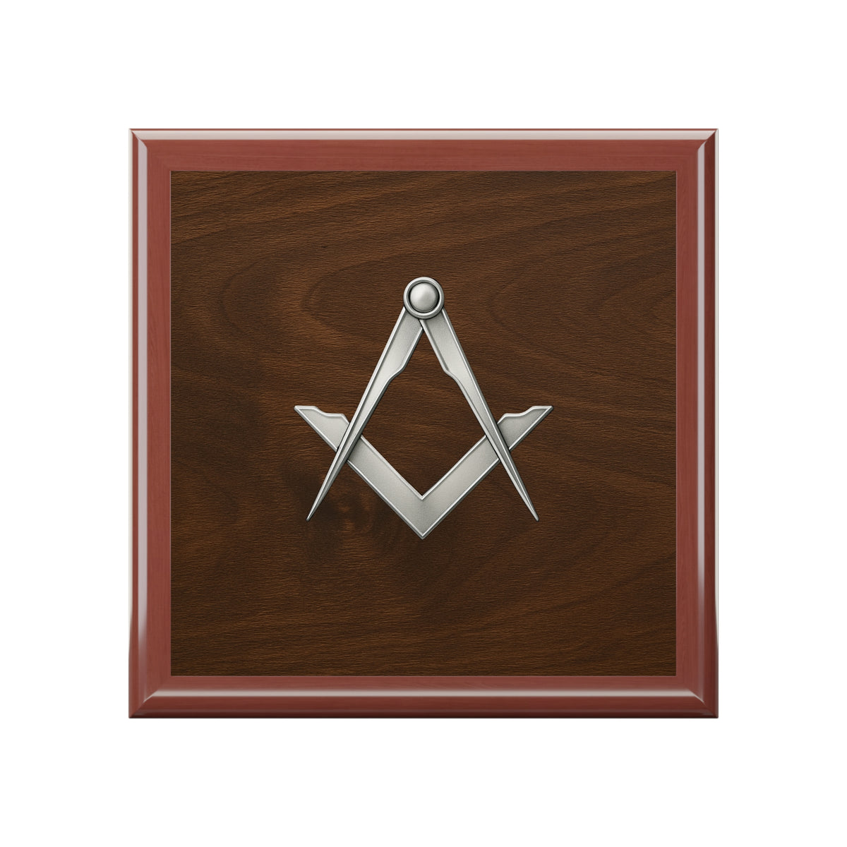 Master Mason Blue Lodge Jewelry Box - Silver Square & Compasses Emblem