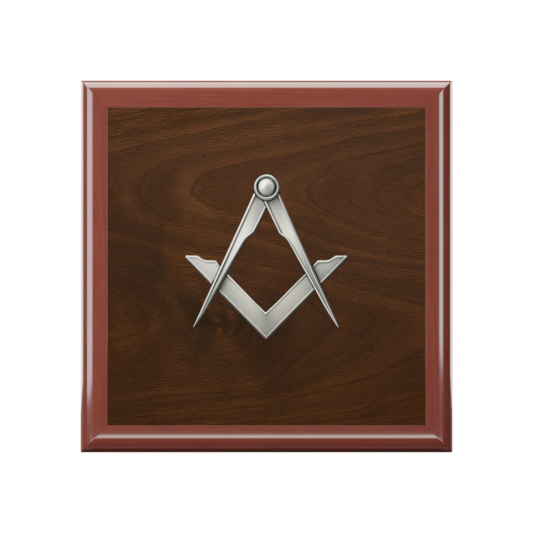 Master Mason Blue Lodge Jewelry Box - Silver Square & Compasses Emblem