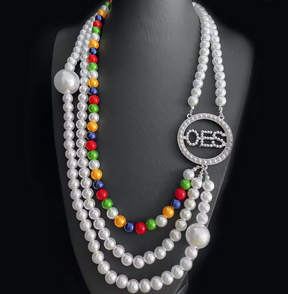 OES Necklace - Handmade 3-layer Beads - Bricks Masons