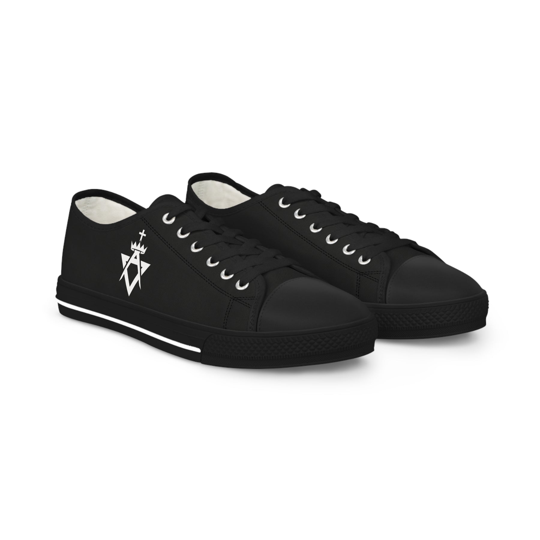 Allied Masonic Degrees Sneaker - Low Top Sneaker Black & White AMD White Emblem - Bricks Masons