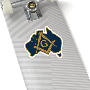 Master Mason Blue Lodge Australia Jurisdiction Sticker Decal - Kiss-Cut Golden Square & Compass G - Bricks Masons
