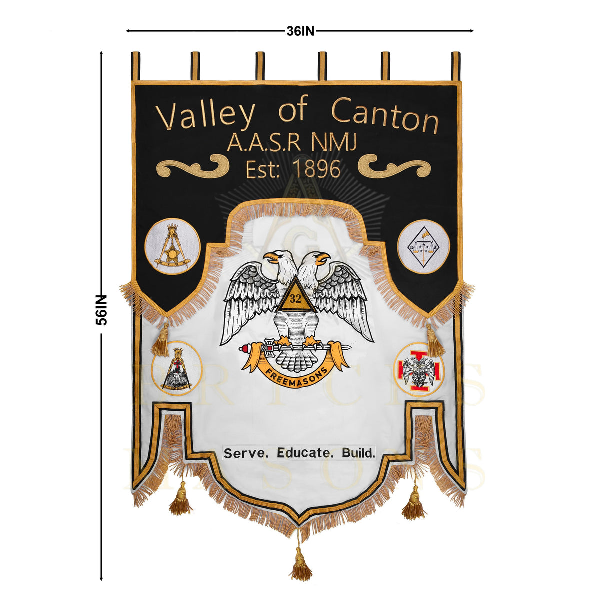 32nd Degree Scottish Rite Banner - Wings Down Machine Embroidery