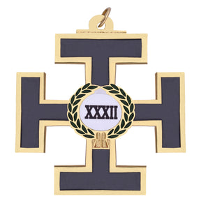 32nd Degree Scottish Rite Collar Jewel - Gold Plated With Green Wreath