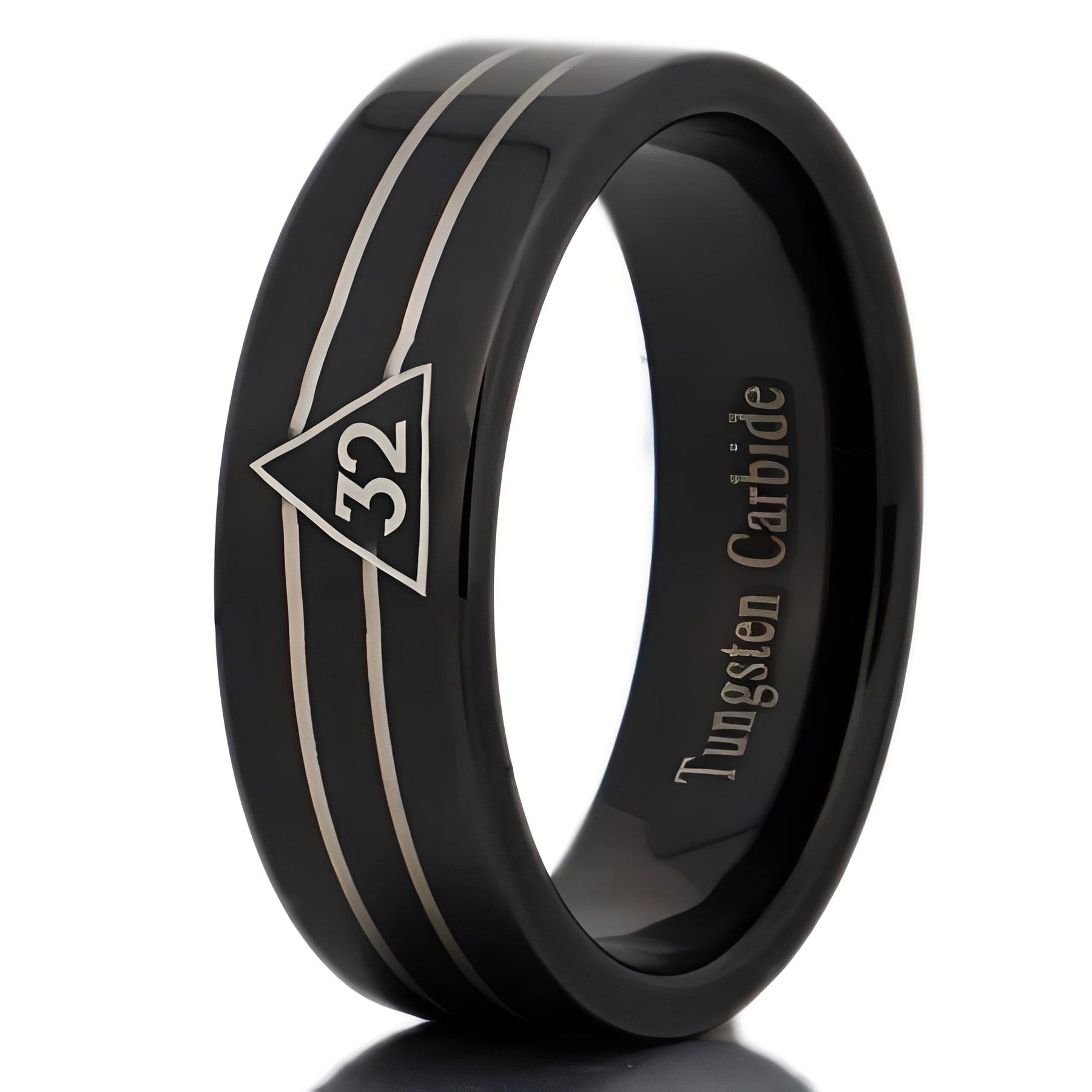32nd Degree Scottish Rite Ring - Black Tungsten Personalizable