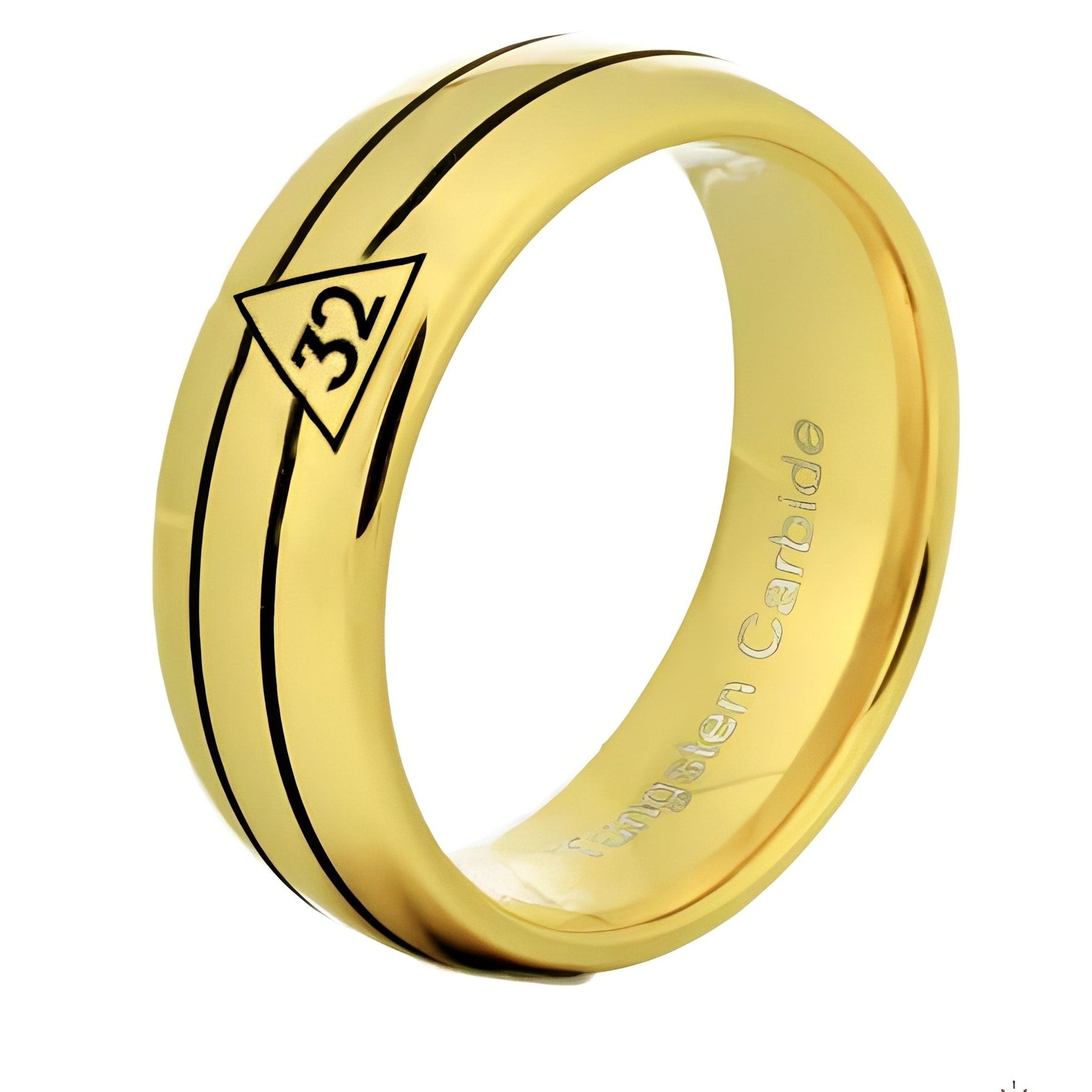 32nd Degree Scottish Rite Ring - Gold Rounded Tungsten Personalizable