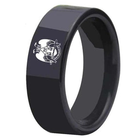 32nd Degree Scottish Rite Ring - Wings Down Black Tungsten Personalizable