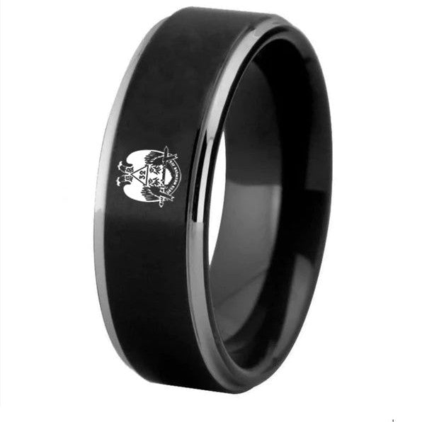32nd Degree Scottish Rite Ring - Wings Down High Quality Tungsten Personalizable