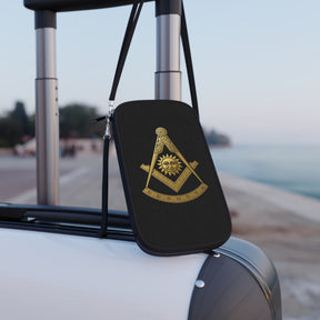 Past Master Blue Lodge Passport Wallet - Gold S&C With Shoulder & Wrist Strap - Bricks Masons