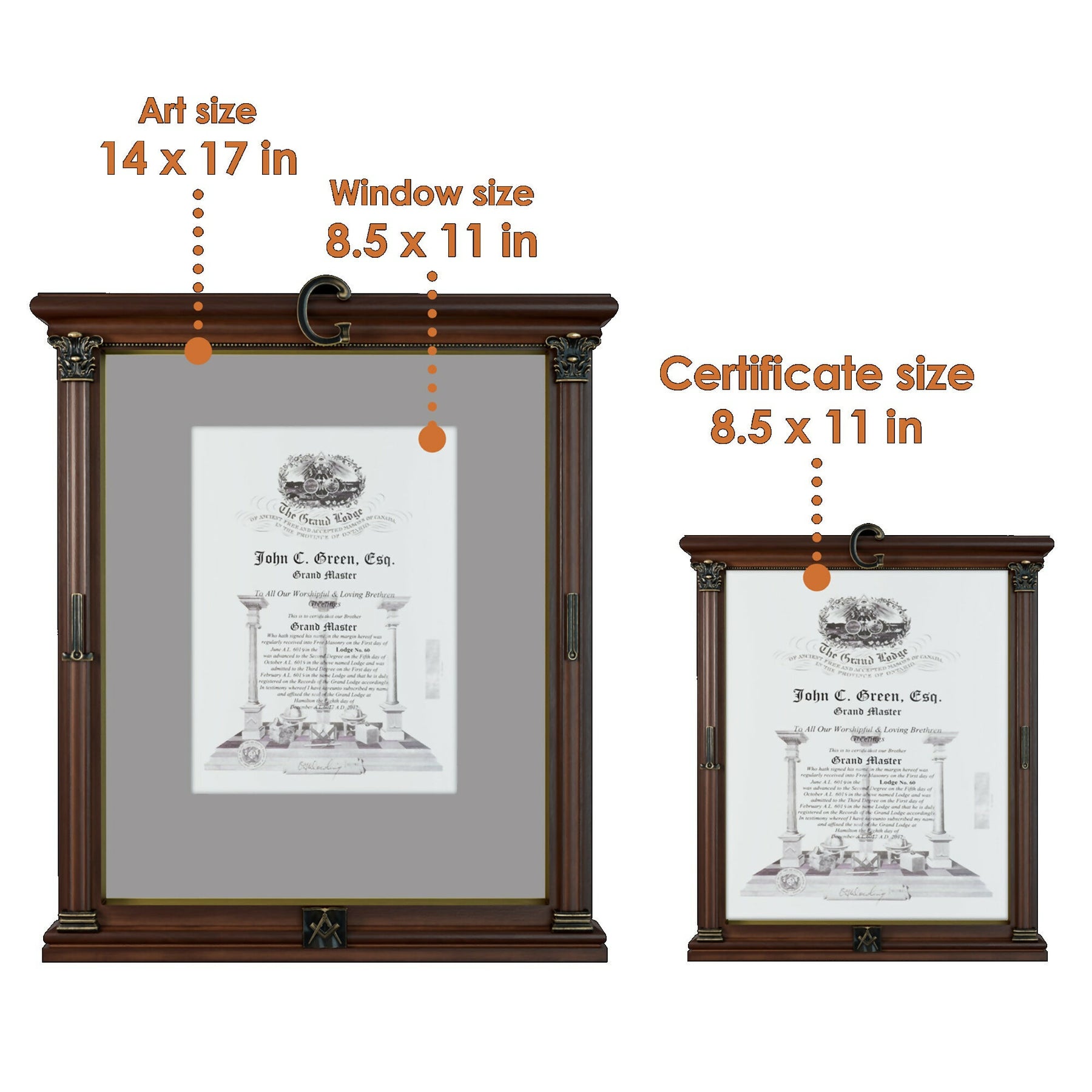 Masonic Certificate Frame - Hardwood With UV Antireflective Glass