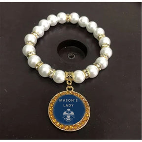 33rd Degree Scottish Rite Bracelet - Wings Down Gold and White