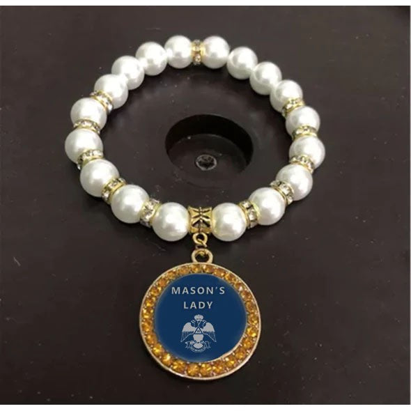 33rd Degree Scottish Rite Bracelet - Wings Down Gold and White