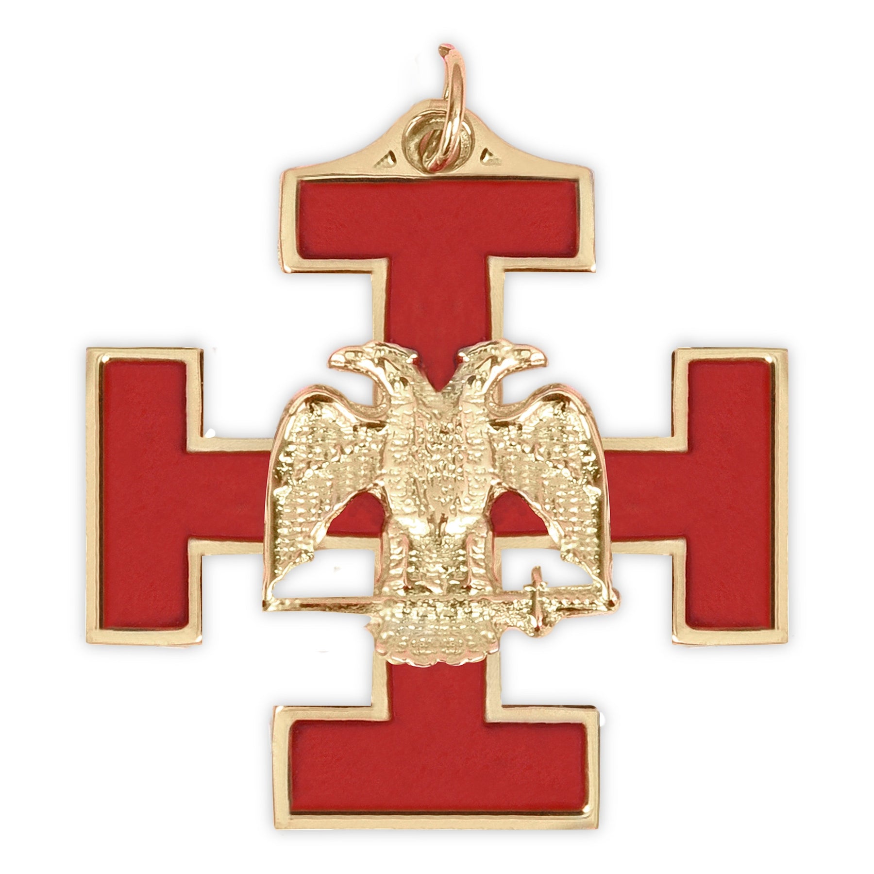 Collar joya del 33.º grado del Rito Escocés - Alas hacia abajo bañadas en oro y rojo
