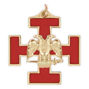 Collar joya del 33.º grado del Rito Escocés - Alas hacia abajo bañadas en oro y rojo