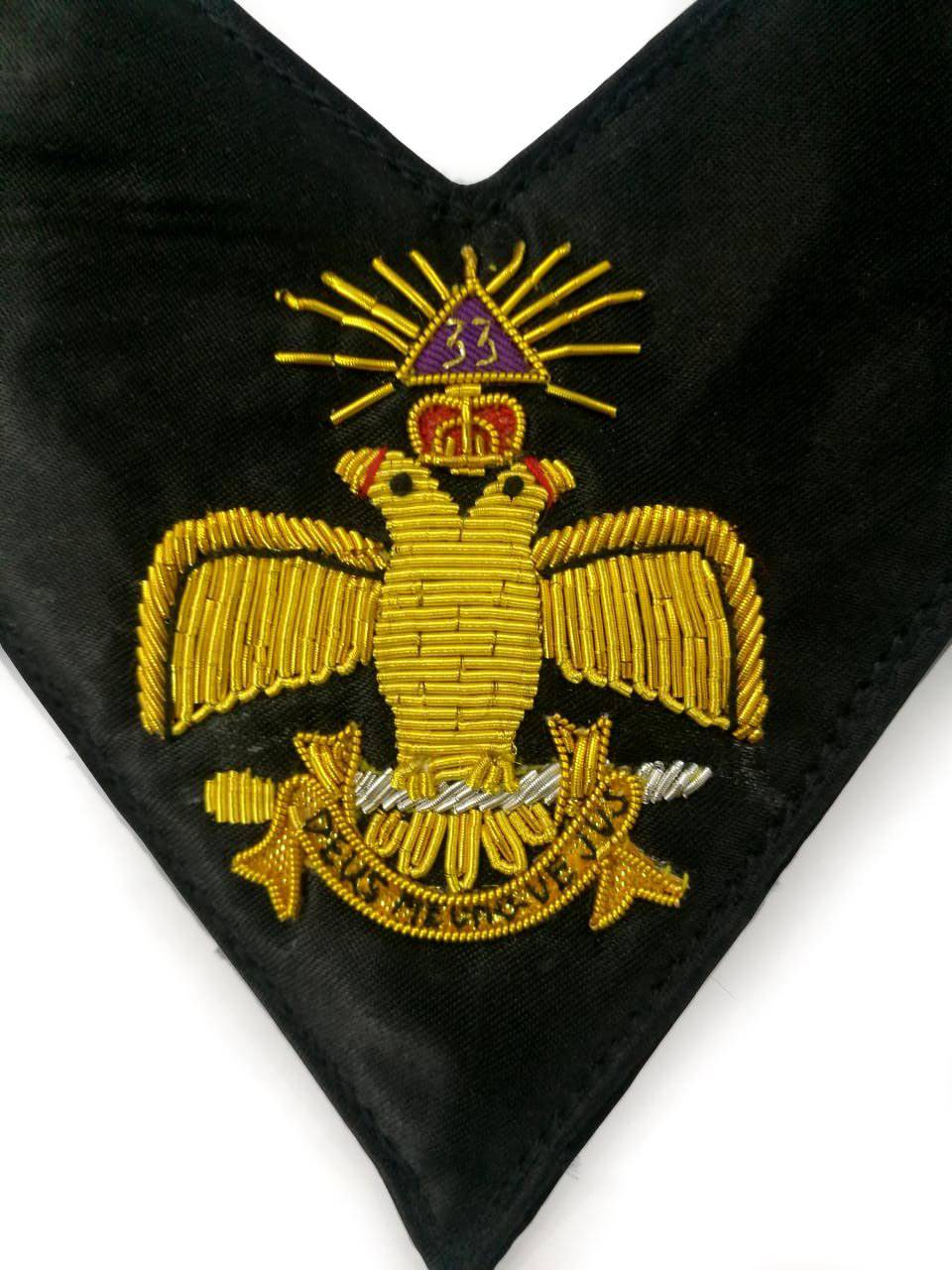 33rd Degree Scottish Rite Collarette - Wings Down Black Ribbon - Bricks Masons