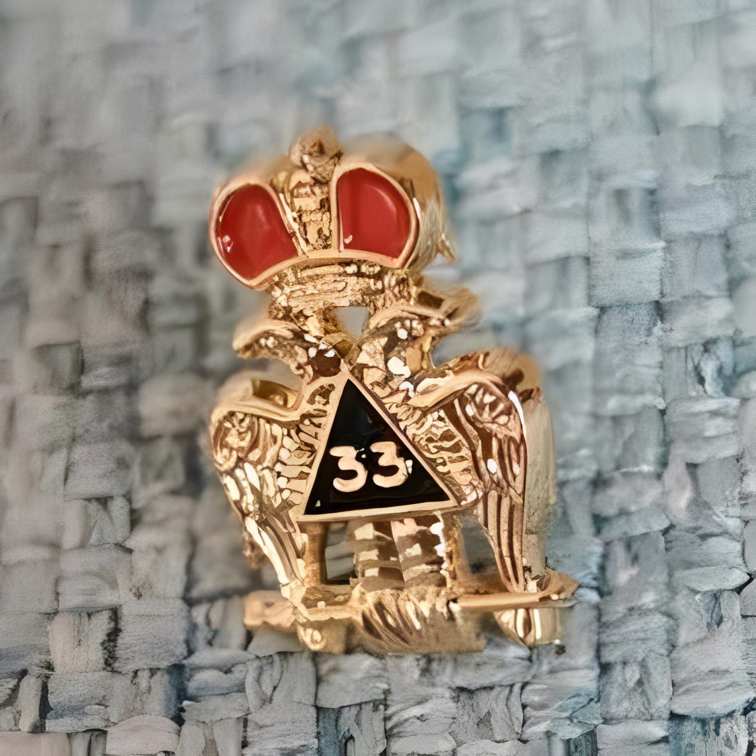 33rd Degree Scottish Rite Lapel Pin - Wings Down - Bricks Masons