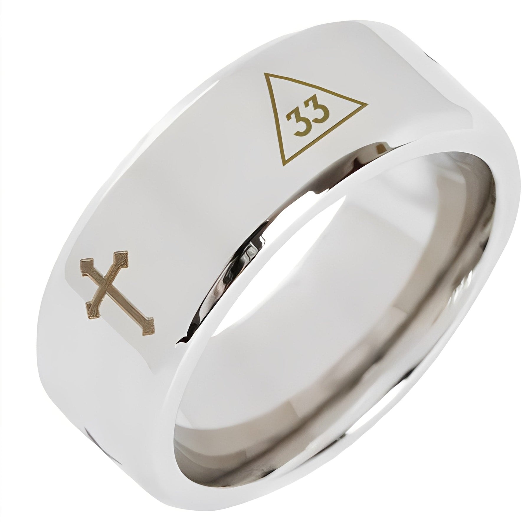 33rd Degree Scottish Rite Ring - Beveled Silver Cross