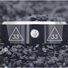 33rd Degree Scottish Rite Ring - Black Silver Bevel With CZ Stone