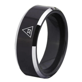 33rd Degree Scottish Rite Ring - Black Tungsten Personalizable