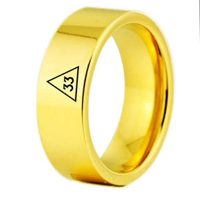 Anillo de rito escocés de grado 33 - Tungsteno con corte de tubo color oro personalizable