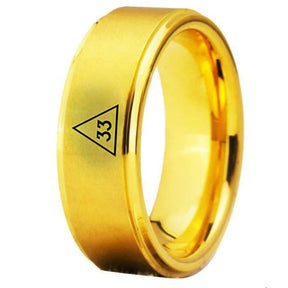 33rd Degree Scottish Rite Ring - Gold Tungsten Personalizable