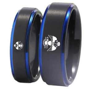 33rd Degree Scottish Rite Ring - Wings Down Black Blue Tungsten Personalizable