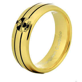 33rd Degree Scottish Rite Ring - Wings Down Gold Rounded Tungsten Personalizable