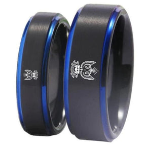 33rd Degree Scottish Rite Ring - Wings Up Black Blue Tungsten Personalizable