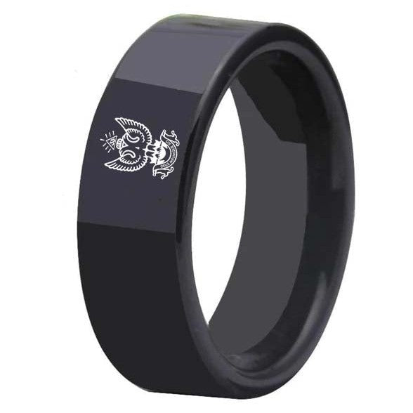 33rd Degree Scottish Rite Ring - Wings Up Black Tungsten Personalizable