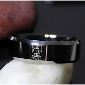 33rd Degree Scottish Rite Ring - Wings Up Black Tungsten Personalizable