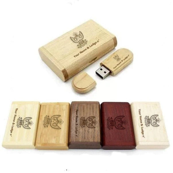 33rd Degree Scottish Rite USB Flash Drives - Wings Up Various Wood Colors