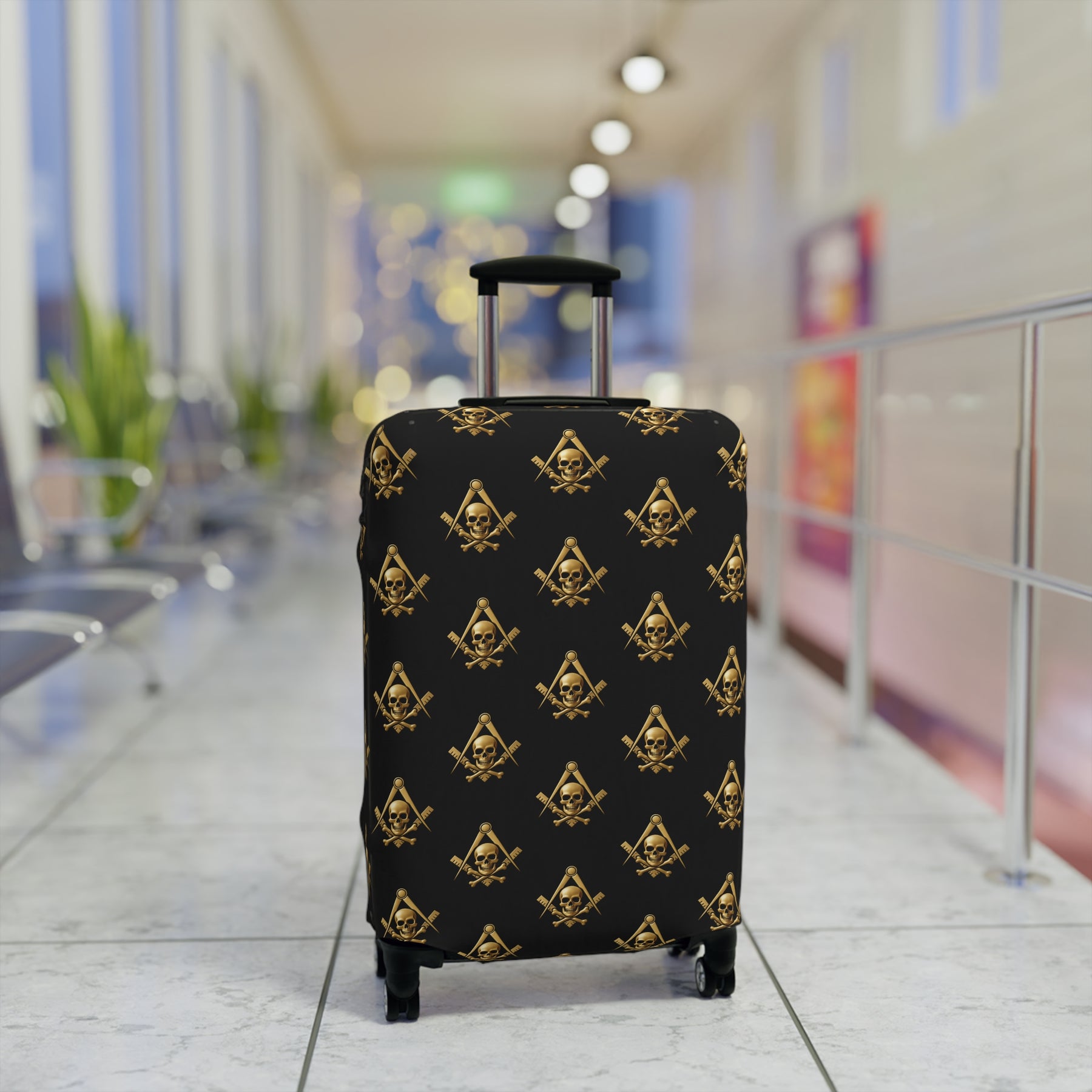 Widows Sons Luggage Cover - Square & Compass with Skull & Bones Emblem Print