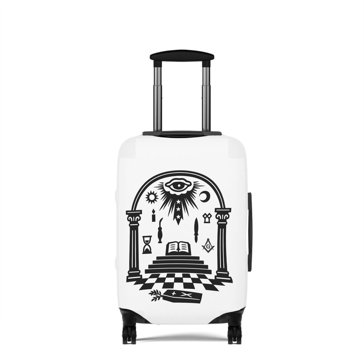 Master Mason Blue Lodge Luggage Cover - Temple Scene with Square & Compass