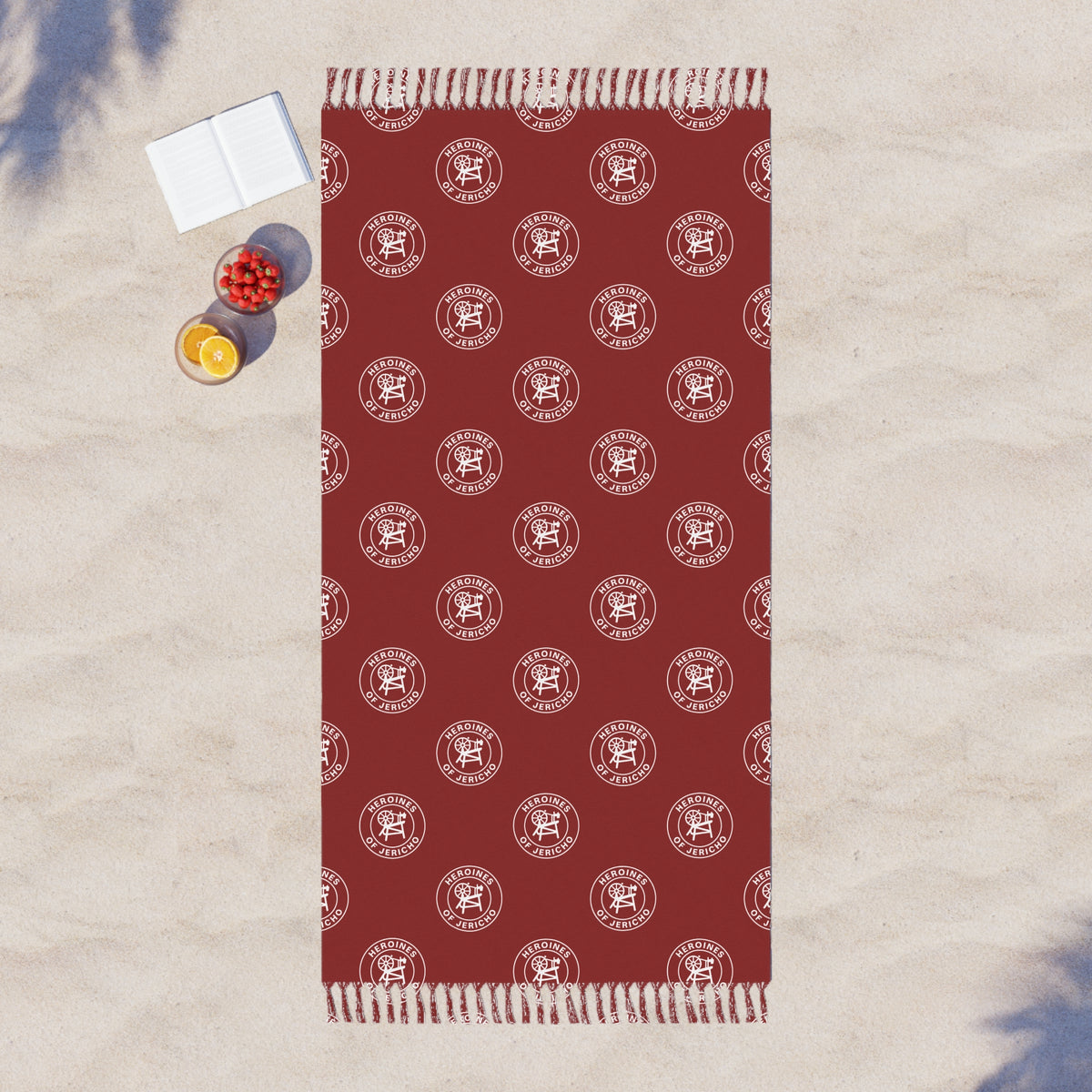Heroines of Jericho Towel - Maroon Polyester Beach Cloth - Bricks Masons