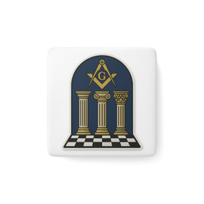 Master Mason Blue Lodge Magnet - Porcelain With Magnet - Bricks Masons