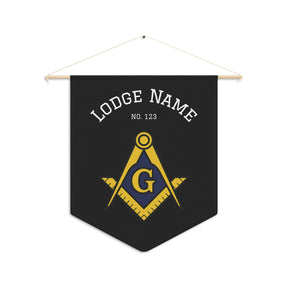 Master Mason Blue Lodge Pennant - Gold Square & Compass G with Personalization - Bricks Masons
