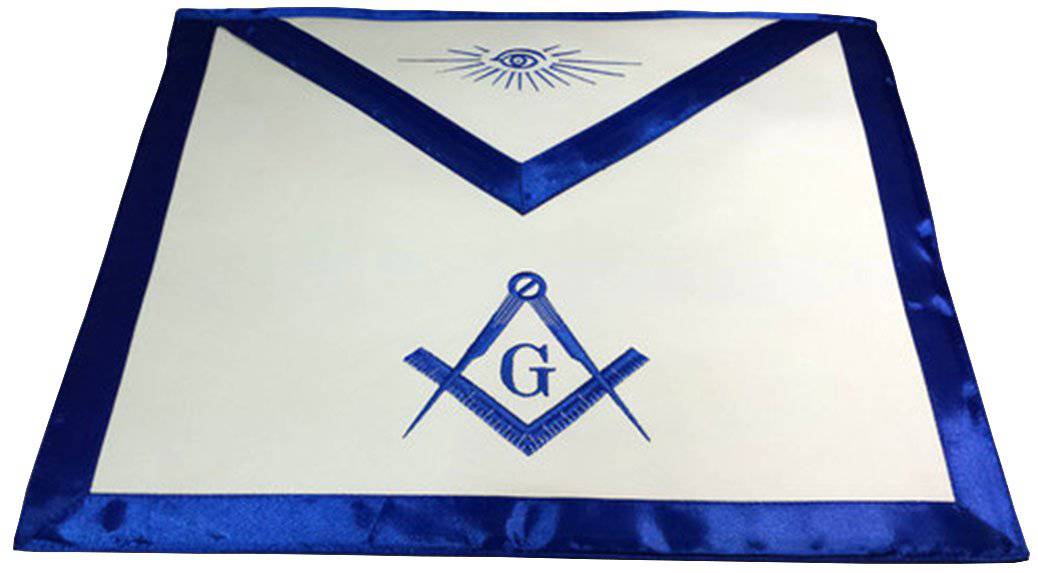 Master Mason Blue Lodge Apron - Blue Satin Square & Compass G