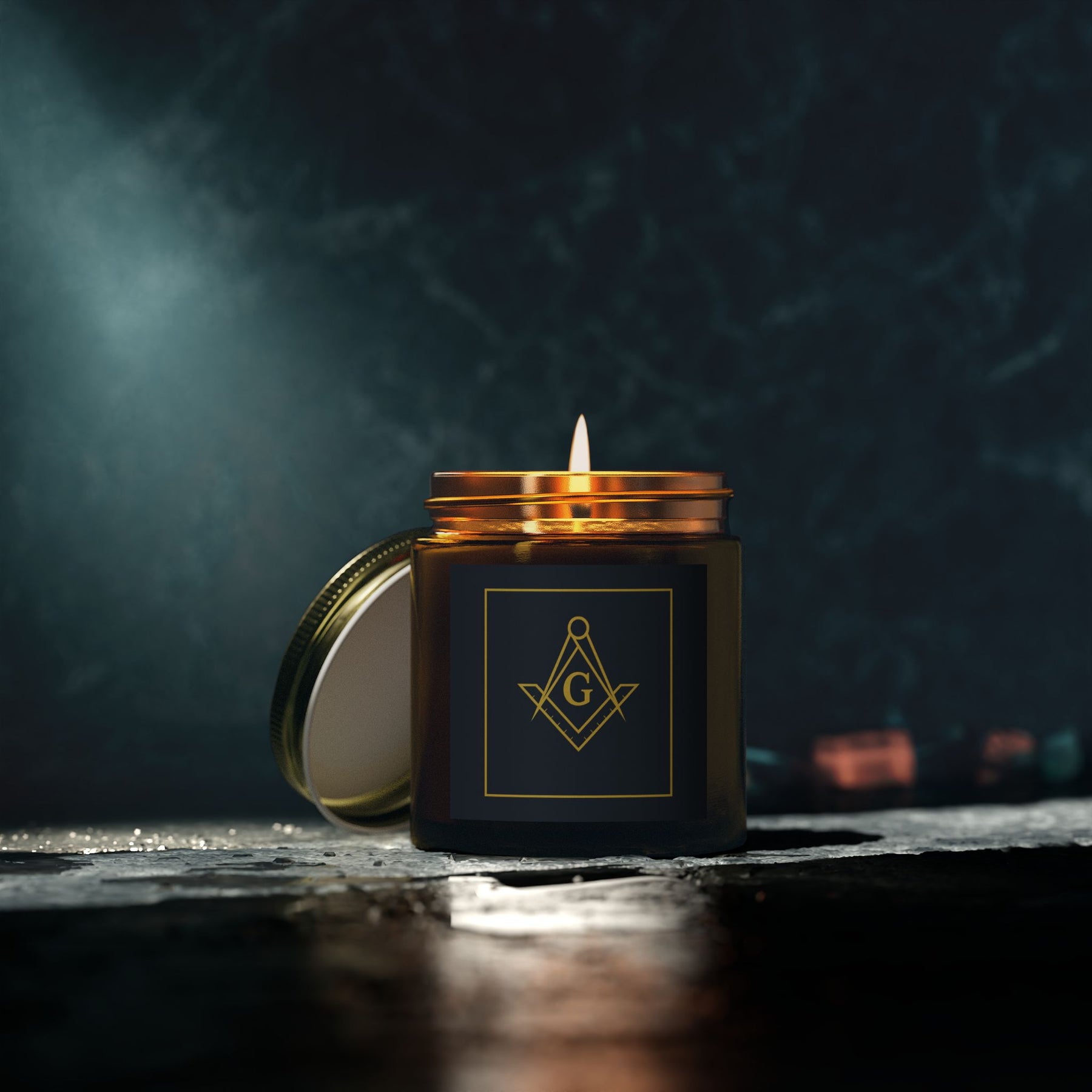Master Mason Blue Lodge Candle - Scented Coconut Apricot Wax, 4oz & 9oz - Bricks Masons