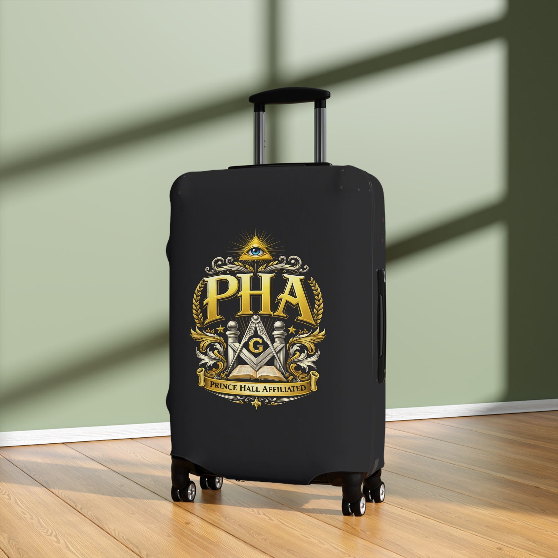 Master Mason Blue Lodge Luggage Cover - PHA Square & Compass G & Eye