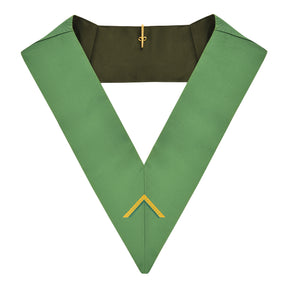 Worshipful Master Cerneau Rite Officer Collar - Green Ribbon Machine Embroidery