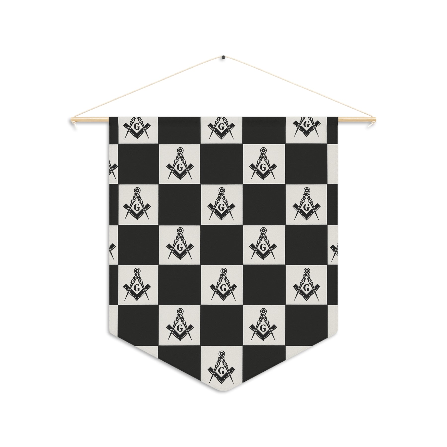 Master Mason Blue Lodge Pennant - S & C with G on Checkered Pattern - Bricks Masons