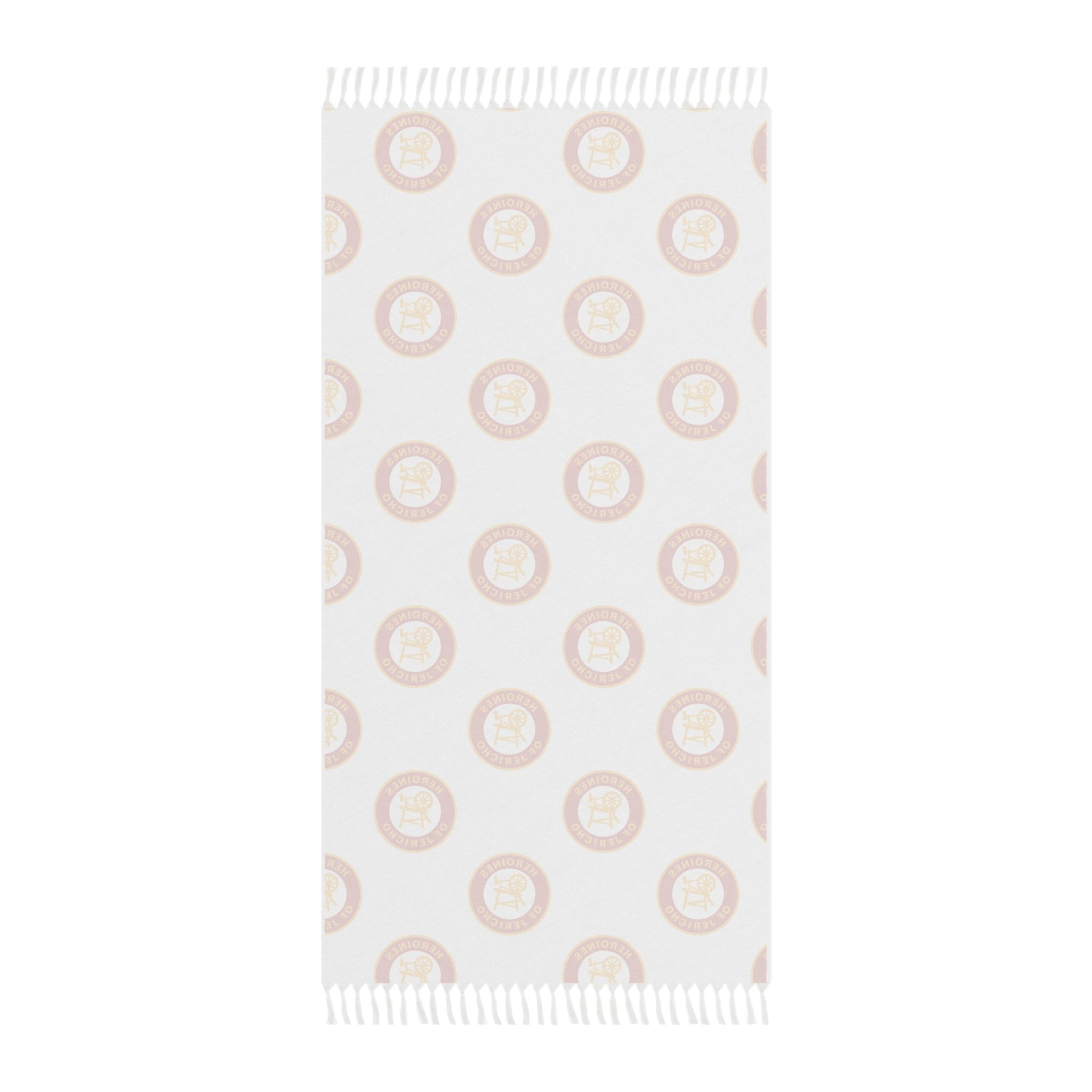 Heroines of Jericho Towel - White Polyester With Knotted Tassels Beach Cloth - Bricks Masons