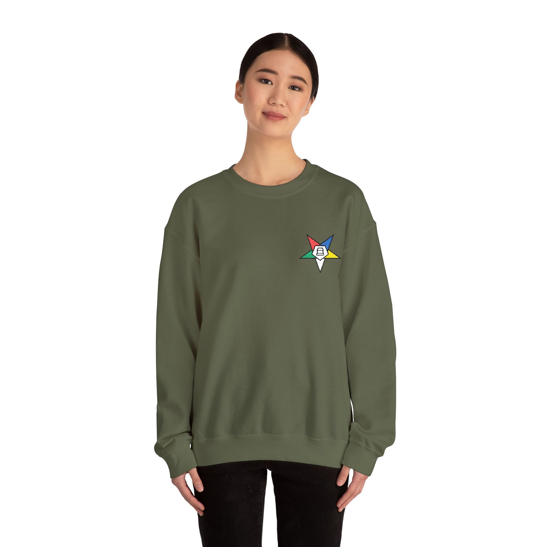 OES Sweatshirt - Crewneck Embroidered Emblem - Bricks Masons