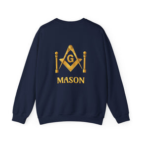 Master Mason Blue Lodge Sweatshirt - Mason S&C G with Twin Pillars